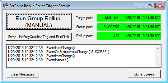 Group Rollup HyperPoint script execution example